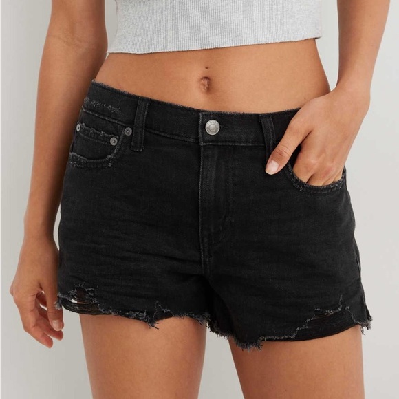 Aerie Daydream Denim Short Black Size Medium Distressed Soft Comfy - Picture 2 of 12